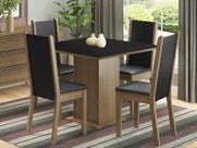 Conjunto Sala de Jantar Madesa Alana Mesa Tampo de Madeira com 4 Cadeiras - Rustic/Preto Conjunto Sala de Jantar Madesa Alana Mesa Tampo de Madeira com 4 Cadeiras - Rustic/Preto