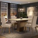 Conjunto Sala de Jantar Madesa Flavia Mesa Tampo de Madeira com 4 Cadeiras - Rustic/Crema/Imperial