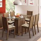 Conjunto Sala de Jantar Madesa Gales Mesa Tampo de Vidro com 6 Cadeiras