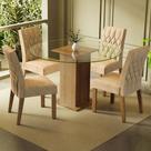 Conjunto Sala de Jantar Madesa Iris Mesa Tampo de Vidro Redondo com 4 Cadeiras - Rustic/Imperial
