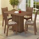 Conjunto Sala de Jantar Madesa Luana Mesa Tampo de Madeira com 4 Cadeiras - Rustic/Floral Hibiscos