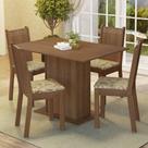Conjunto Sala de Jantar Madesa Luana Mesa Tampo de Madeira com 4 Cadeiras - Rustic/Lírio Bege