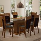 Conjunto Sala de Jantar Madesa - Mesa Tampo Vidro 6 Cadeiras