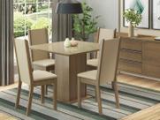 Conjunto Sala de Jantar Madesa Moscou Plus Mesa Tampo de Vidro com 4 Cadeiras - Rustic/Crema/Pérola