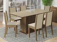 Conjunto Sala de Jantar Madesa Ohana Mesa Tampo de Madeira com 6 Cadeiras