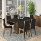 Conjunto Sala de Jantar Madesa Ohana Mesa Tampo de Madeira com 6 Cadeiras