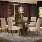 Conjunto Sala De Jantar Madesa Patricia Mesa Tampo De Vidro Com 6 Cadeiras Rustic Preto Imperial