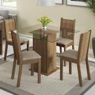 Conjunto Sala de Jantar Magda Madesa Tampo Vidro 4 Cadeiras