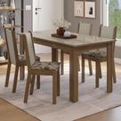 Conjunto Sala de Jantar Magnólia Mesa Tampo de Vidro 4 Cadeiras Rustic/Crema/Bege Marrom Madesa Conjunto Sala de Jantar Magnólia Mesa Tampo de Vidro 4 Cadeiras Rustic/Crema/Bege Marrom Madesa