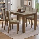Conjunto Sala de Jantar Magnólia Mesa Tampo de Vidro 4 Cadeiras Rustic/Crema/Lírio Bege Madesa