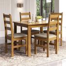 Conjunto Sala de Jantar Mesa 100cm e 4 Cadeiras Estofadas 100% Madeira Maciça Serena Espresso Móveis