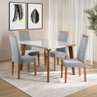 Conjunto Sala de Jantar Mesa 120cm com Tampo de Vidro Dubai com 4 Cadeiras Atlas Madetal