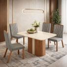 Conjunto Sala de Jantar Mesa 120cm com Tampo de Vidro Duda com 4 Cadeiras em Madeira Maciça Tina Móveis Zamarchi Conjunto Sala de Jantar Mesa 120cm com Tampo de Vidro Duda com 4 Cadeiras em Madeira Maciça Tina Móveis Zamarchi
