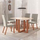 Conjunto Sala de Jantar Mesa 120cm com Tampo de Vidro Leila com 4 Cadeiras Madeira Maciça Luana Móveis Zamarchi Conjunto Sala de Jantar Mesa 120cm com Tampo de Vidro Leila com 4 Cadeiras Madeira Maciça Luana Móveis Zamarchi