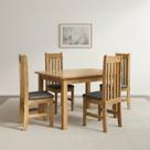 Conjunto Sala de Jantar Mesa 120cm e 4 Cadeiras Estofadas 100% Madeira Maciça Essen Yescasa