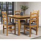 Conjunto Sala de Jantar Mesa 120cm e 4 Cadeiras Estofadas 100% Madeira Maciça Napoli Espresso Móveis Marrom/Nogueira/Cinza