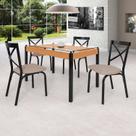 Conjunto Sala de Jantar Mesa 120cm X 77cm Tampo Vidro com 4 Cadeiras Karina