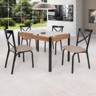 Conjunto Sala de Jantar Mesa 120cm X 77cm Tampo Vidro com 4 Cadeiras Karina