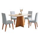 Conjunto Sala De Jantar Mesa 1,20m Com Vidro Anjos 4 Cadeiras Linho Milano Viero Madeirado / Cinza Conjunto Sala De Jantar Mesa 1,20m Com Vidro Anjos 4 Cadeiras Linho Milano Viero Madeirado / Cinza