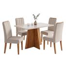 Conjunto Sala de Jantar Mesa 1,20m com Vidro Anjos 4 Cadeiras Sofia
