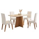 Conjunto Sala de Jantar Mesa 1,20m com vidro Anjos 4 Cadeiras Veludo Milano Viero