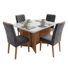 Conjunto Sala de Jantar Mesa 1,20m com vidro Montreal 4 Cadeiras Bele