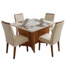 Conjunto Sala de Jantar Mesa 1,20m com Vidro Montreal 4 Cadeiras Sofia Conjunto Sala de Jantar Mesa 1,20m com Vidro Montreal 4 Cadeiras Sofia