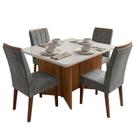 Conjunto Sala de Jantar Mesa 1,20m com Vidro Montreal 4 Cadeiras Sofia