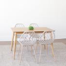 Conjunto Sala de Jantar Mesa 120x75cm Finlândia com 4 Cadeiras Cloe Base Aço Bege