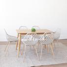 Conjunto Sala de Jantar Mesa 120x75cm Finlândia com 6 Cadeiras Cloe Base Aço Bege
