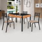 Conjunto Sala de Jantar Mesa 120x77cm Tampo Vidro com 4 Cadeiras Jade