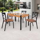 Conjunto Sala de Jantar Mesa 120x77cm Tampo Vidro com 4 Cadeiras Karina Conjunto Sala de Jantar Mesa 120x77cm Tampo Vidro com 4 Cadeiras Karina