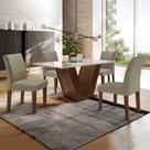 Conjunto Sala de Jantar Mesa 120x80cm Tampo MDF/Vidro com 4 Cadeiras Espanha Yescasa Marrom/Chocolate/Off White/Veludo Areia