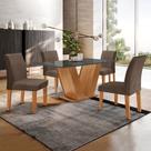 Conjunto Sala de Jantar Mesa 120x80cm Tampo MDF/Vidro com 4 Cadeiras Espanha Yescasa Conjunto Sala de Jantar Mesa 120x80cm Tampo MDF/Vidro com 4 Cadeiras Espanha Yescasa