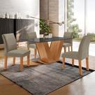 Conjunto Sala de Jantar Mesa 120x80cm Tampo MDF/Vidro com 4 Cadeiras Espanha Yescasa