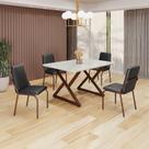 Conjunto Sala de Jantar Mesa 120x90cm Base Império Tampo MDF Laca com Vidro Malibu Marrom/Preto