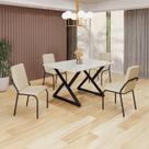 Conjunto Sala de Jantar Mesa 120x90cm Base Império Tampo Mdf Laca com Vidro Malibu Conjunto Sala de Jantar Mesa 120x90cm Base Império Tampo Mdf Laca com Vidro Malibu