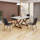 Conjunto Sala de Jantar Mesa 120x90cm Base Império Tampo Mdf Laca com Vidro Malibu Conjunto Sala de Jantar Mesa 120x90cm Base Império Tampo Mdf Laca com Vidro Malibu