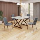 Conjunto Sala de Jantar Mesa 120x90cm Base Império Tampo Mdf Laca com Vidro Malibu Conjunto Sala de Jantar Mesa 120x90cm Base Império Tampo Mdf Laca com Vidro Malibu