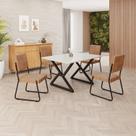 Conjunto Sala de Jantar Mesa 120x90cm Base Império Tampo Mdf Laca com Vidro Napoli