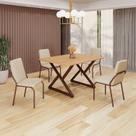 Conjunto Sala de Jantar Mesa 120x90cm Base Império Tampo MDF Malibu Marrom/Creme Conjunto Sala de Jantar Mesa 120x90cm Base Império Tampo MDF Malibu Marrom/Creme