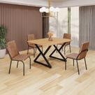 Conjunto Sala de Jantar Mesa 120x90cm Base Império Tampo MDF Malibu Preto/Marrom