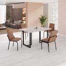 Conjunto Sala de Jantar Mesa 120x90cm Base Lunna Tampo MDF Laca com Vidro Malibu Preto/Marrom