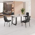 Conjunto Sala de Jantar Mesa 120x90cm Base Lunna Tampo MDF Laca com Vidro Malibu Preto