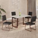 Conjunto Sala de Jantar Mesa 120x90cm Base Lunna Tampo MDF Laca com Vidro Napoli Marrom/Preto Conjunto Sala de Jantar Mesa 120x90cm Base Lunna Tampo MDF Laca com Vidro Napoli Marrom/Preto