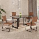 Conjunto Sala de Jantar Mesa 120x90cm Base Lunna Tampo Mdf Laca com Vidro Napoli
