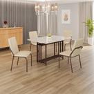 Conjunto Sala de Jantar Mesa 120x90cm Base Pérola Tampo Mdf com Vidro Malibu