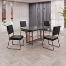Conjunto Sala de Jantar Mesa 120x90cm Base Pérola Tampo MDF Laca com Vidro Napoli Marrom/Preto Conjunto Sala de Jantar Mesa 120x90cm Base Pérola Tampo MDF Laca com Vidro Napoli Marrom/Preto