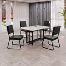 Conjunto Sala de Jantar Mesa 120x90cm Base Pérola Tampo Mdf Laca com Vidro Napoli