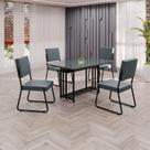 Conjunto Sala de Jantar Mesa 120x90cm Base Pérola Tampo Mdf Laca com Vidro Napoli